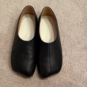 Black Leather Flats